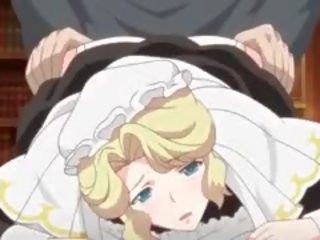Anime Maid Jerks Cock With Her Huge Boobs